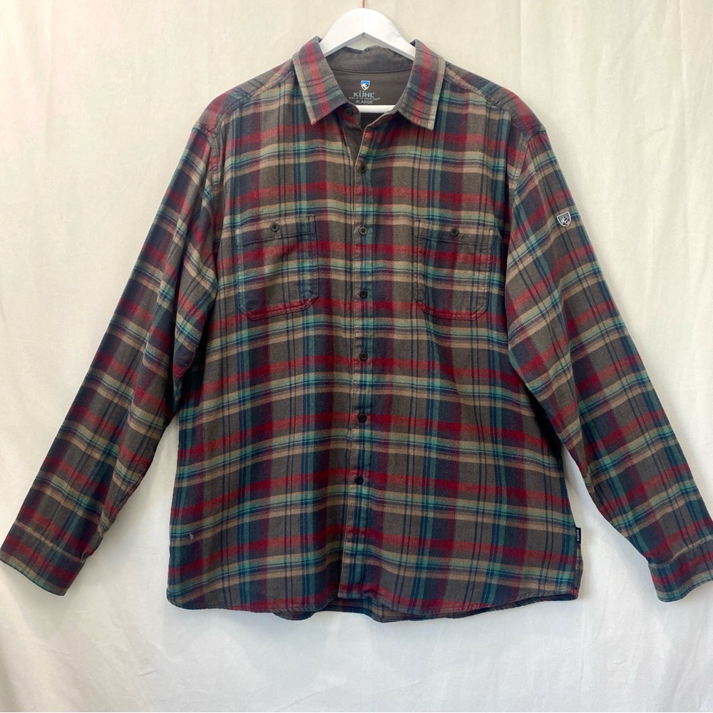 KÜHL FUGITIVE™ FLANNEL Scotch Plaid Shirt Red Brown XL Gorpcore Woodland Lumberj